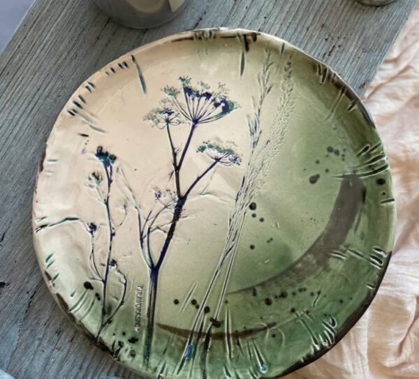 Ceramic Botanical plate "Hand Built Pottery" - Starting 21st July